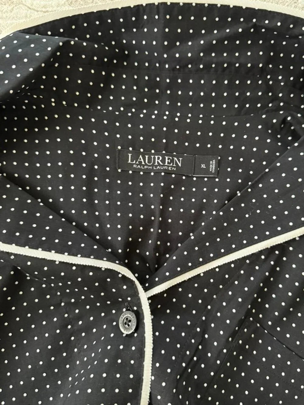 Pajamas Polka-Dot Cotton-Blend Lawn Sleep Set Lauren Size XL